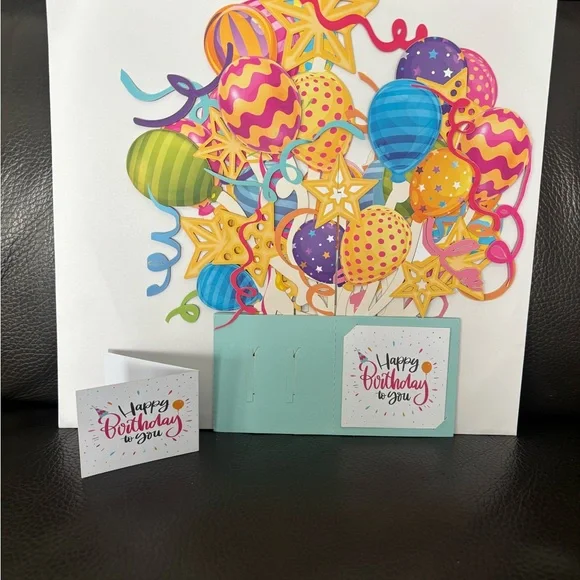 Colorful Balloon Birthday Party Pop Up Card - Picture 2 of 5